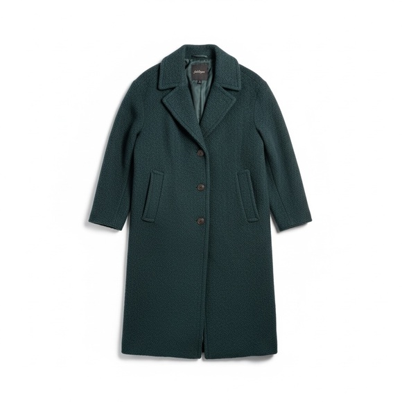 Madewell The Alonzo Coat in Bouclé NN385 Size XXS Green Italian Wool Long Coat - Picture 2 of 16